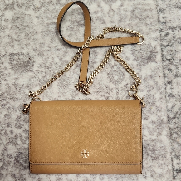 Tory Burch Handbags - Tory Burch Gold Chain Tan Crossbody Bag